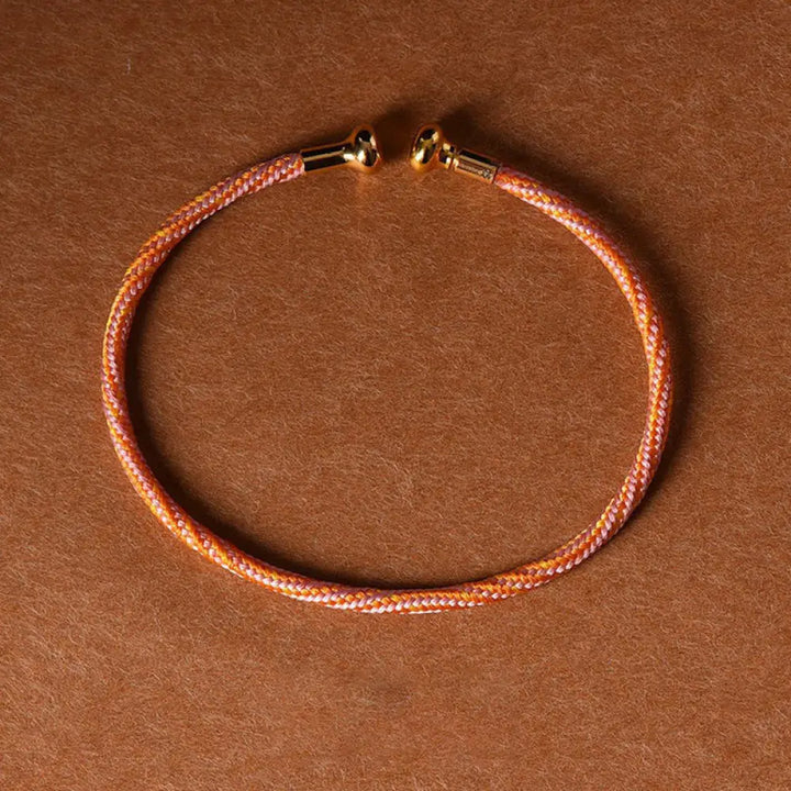 Buddha Stones Simple Design Handmade Luck Braid String Cuff Bracelet - BWOOOH - Pink Orange - Bracelet