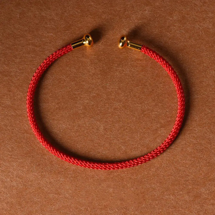 Buddha Stones Simple Design Handmade Luck Braid String Cuff Bracelet - BWOOOH - Red - Bracelet