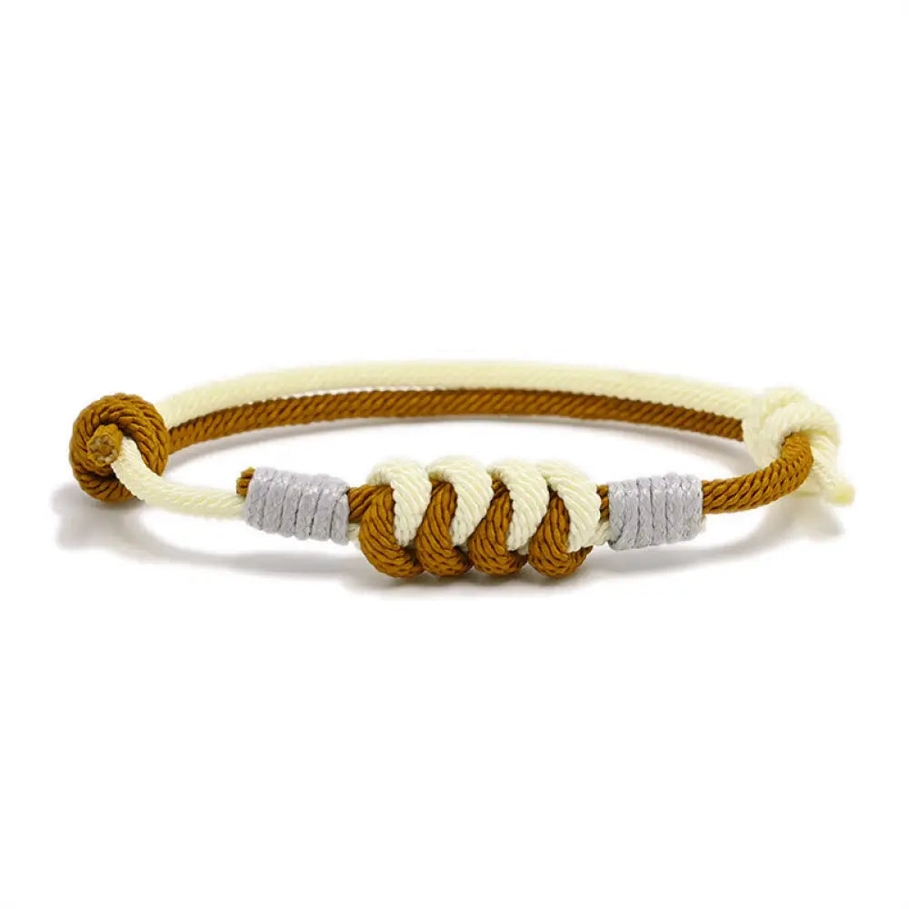 Buddha Stones Simple Design King Kong Knot Strength Braid String Bracelet - BWOOOH - Brown(Bracelet Size 15-25cm)