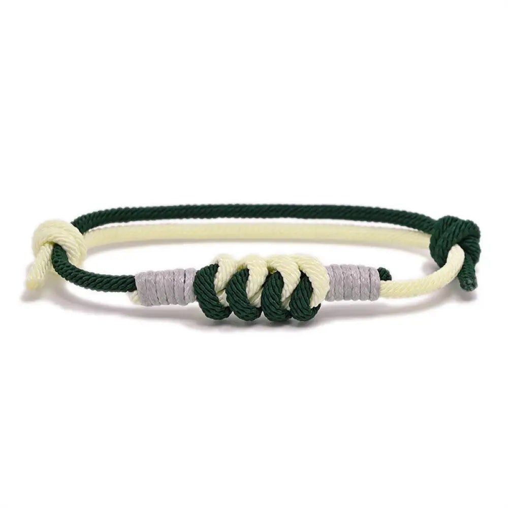 Buddha Stones Simple Design King Kong Knot Strength Braid String Bracelet - BWOOOH - Dark Green(Bracelet Size 15-25cm)