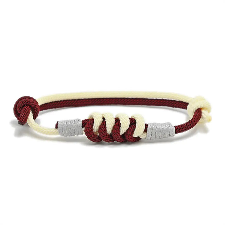 Buddha Stones Simple Design King Kong Knot Strength Braid String Bracelet - BWOOOH - Dark Red(Bracelet Size 15-25cm)