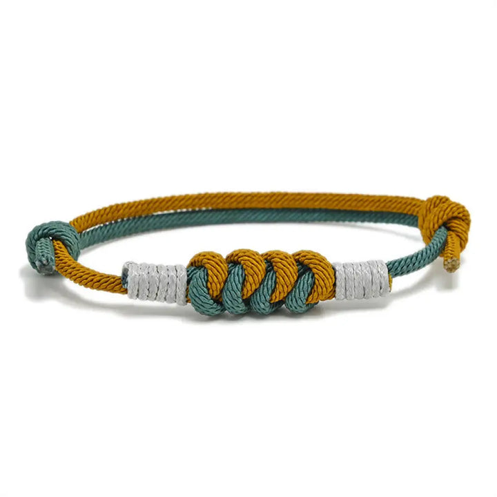 Buddha Stones Simple Design King Kong Knot Strength Braid String Bracelet - BWOOOH - Green&amp;Brown(Bracelet Size 15-25cm)