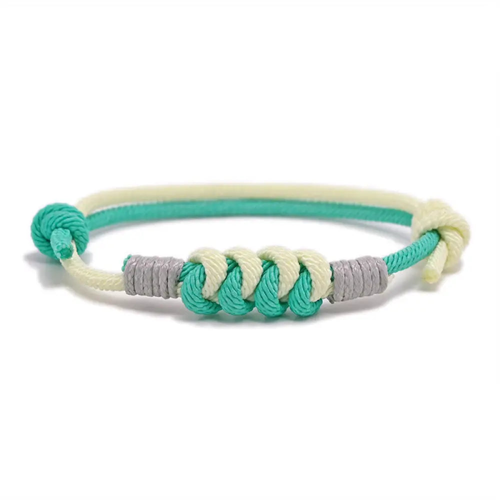 Buddha Stones Simple Design King Kong Knot Strength Braid String Bracelet - BWOOOH - Green(Bracelet Size 15-25cm)