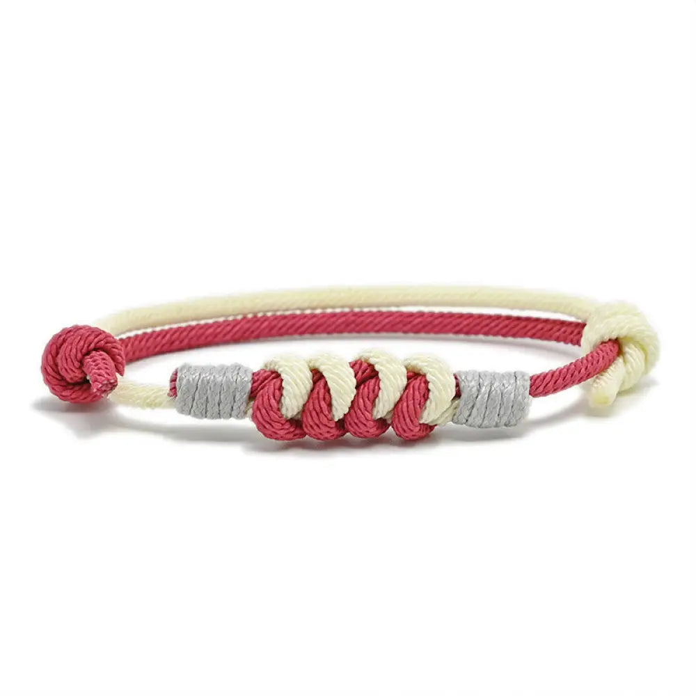 Buddha Stones Simple Design King Kong Knot Strength Braid String Bracelet - BWOOOH - LightPink(Bracelet Size 15-25cm)