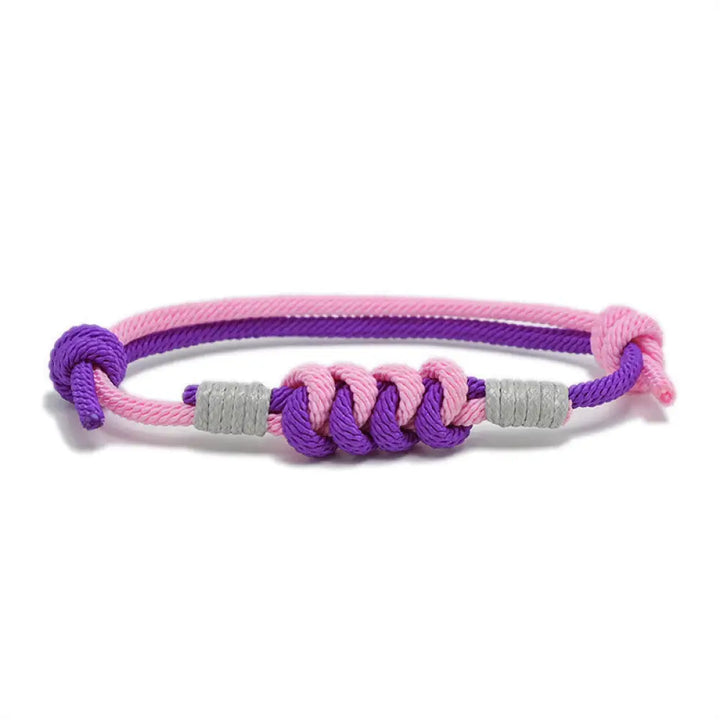 Buddha Stones Simple Design King Kong Knot Strength Braid String Bracelet - BWOOOH - Pink&amp;Purple(Bracelet Size 15-25cm)