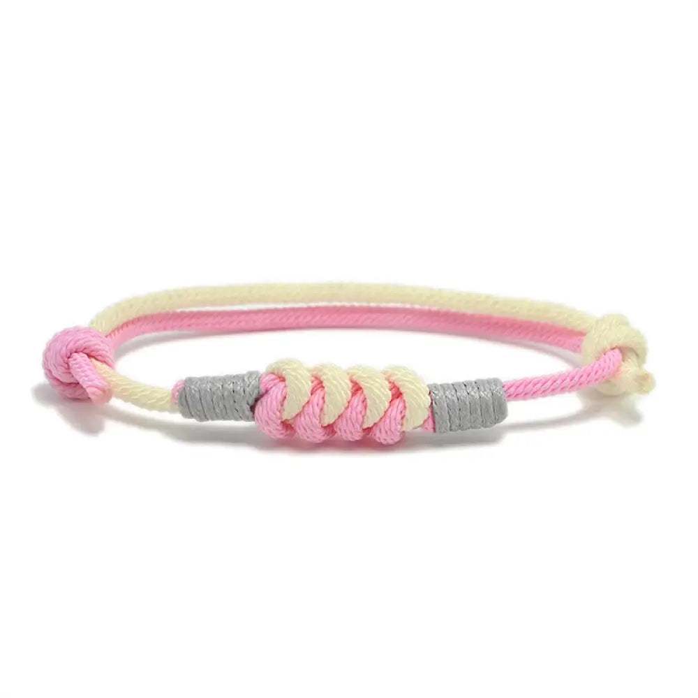 Buddha Stones Simple Design King Kong Knot Strength Braid String Bracelet - BWOOOH - Pink(Bracelet Size 15-25cm)