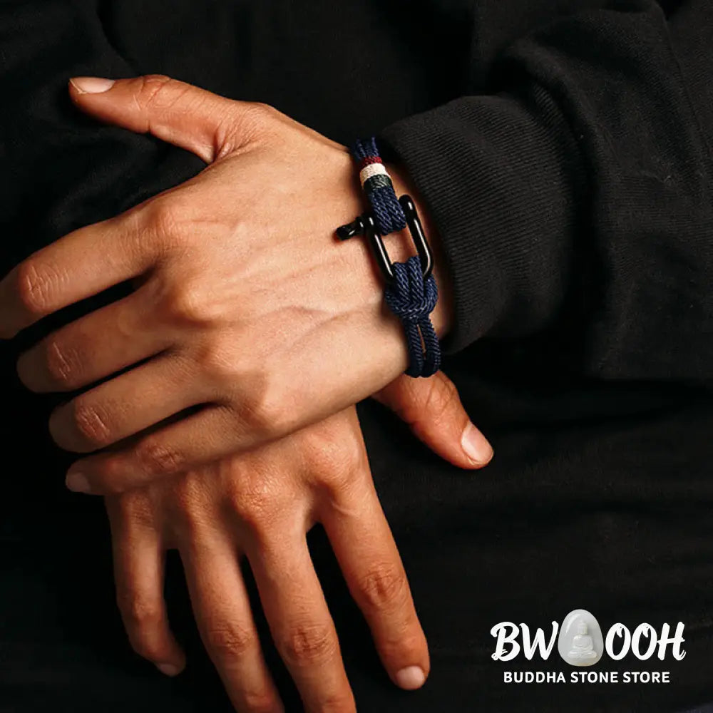 Buddha Stones Simple Design Luck Stainless Steel Buckle Bracelet - Bracelet