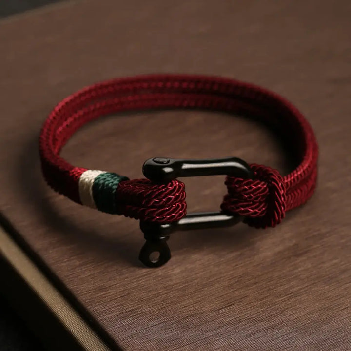 Buddha Stones Simple Design Luck Stainless Steel Buckle Bracelet - Dark Red / 15cm - Bracelet