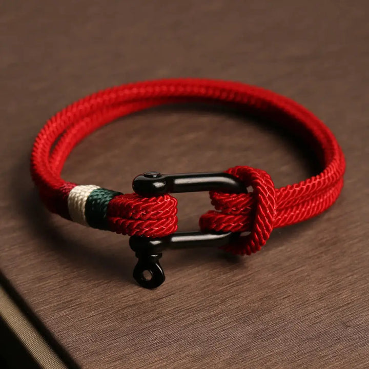 Buddha Stones Simple Design Luck Stainless Steel Buckle Bracelet - Red / 15cm - Bracelet