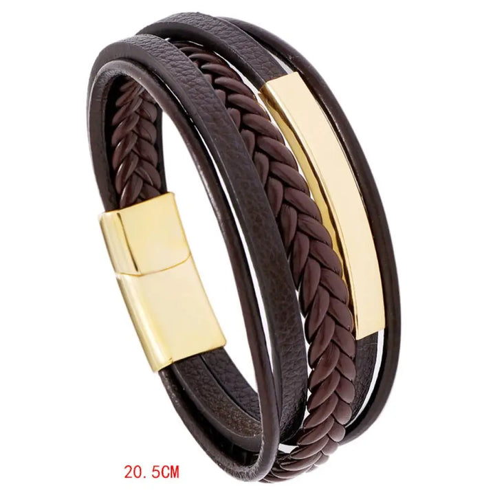 BWOOOH Simple Design Titanium Steel Leather Luck Bracelet – natural gemstone crystal healing bracelet for healing and spiritual wellness