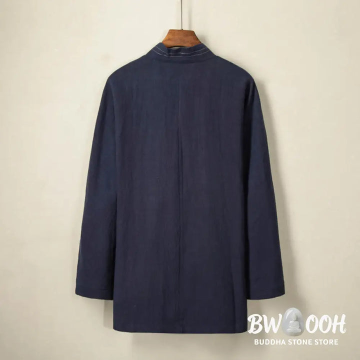Buddha Stones Simple Fall Lace-up Cotton Linen Men Jacket Coat Zen Clothing - Men’s Jacket