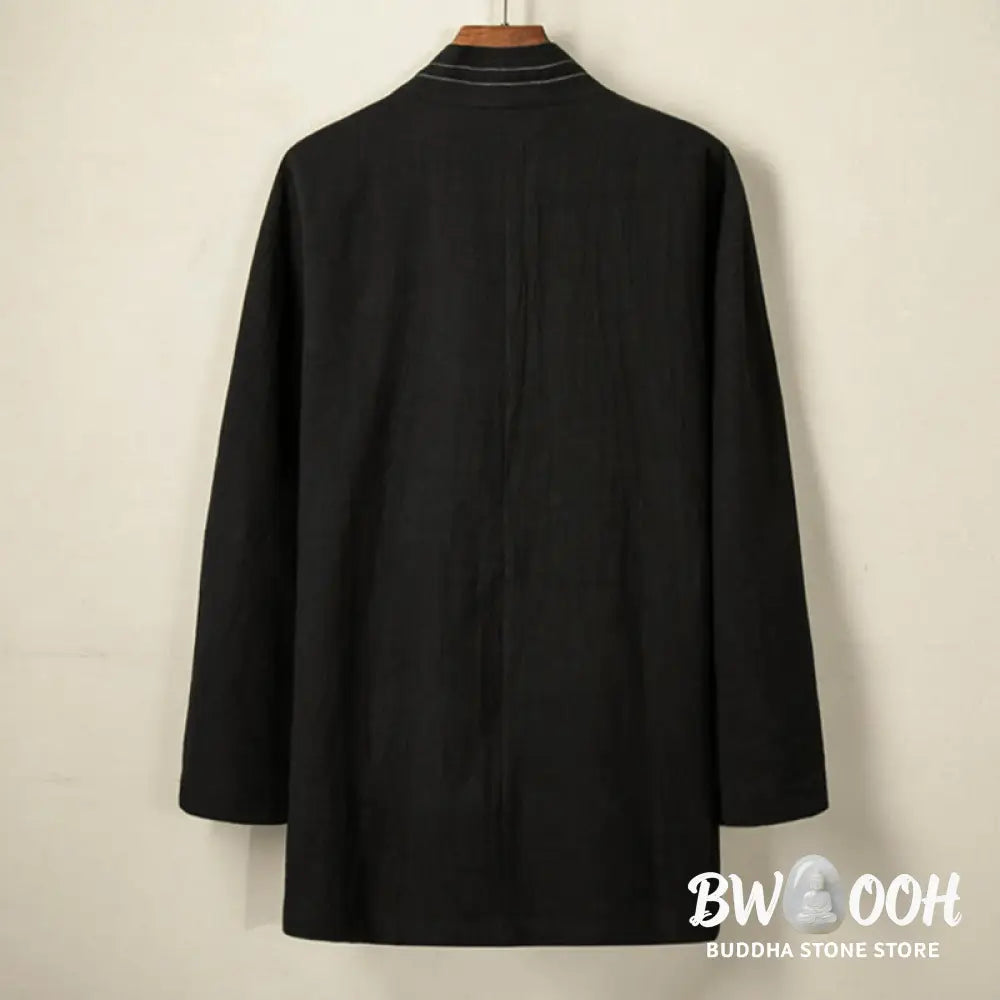 Buddha Stones Simple Fall Lace-up Cotton Linen Men Jacket Coat Zen Clothing - Men’s Jacket