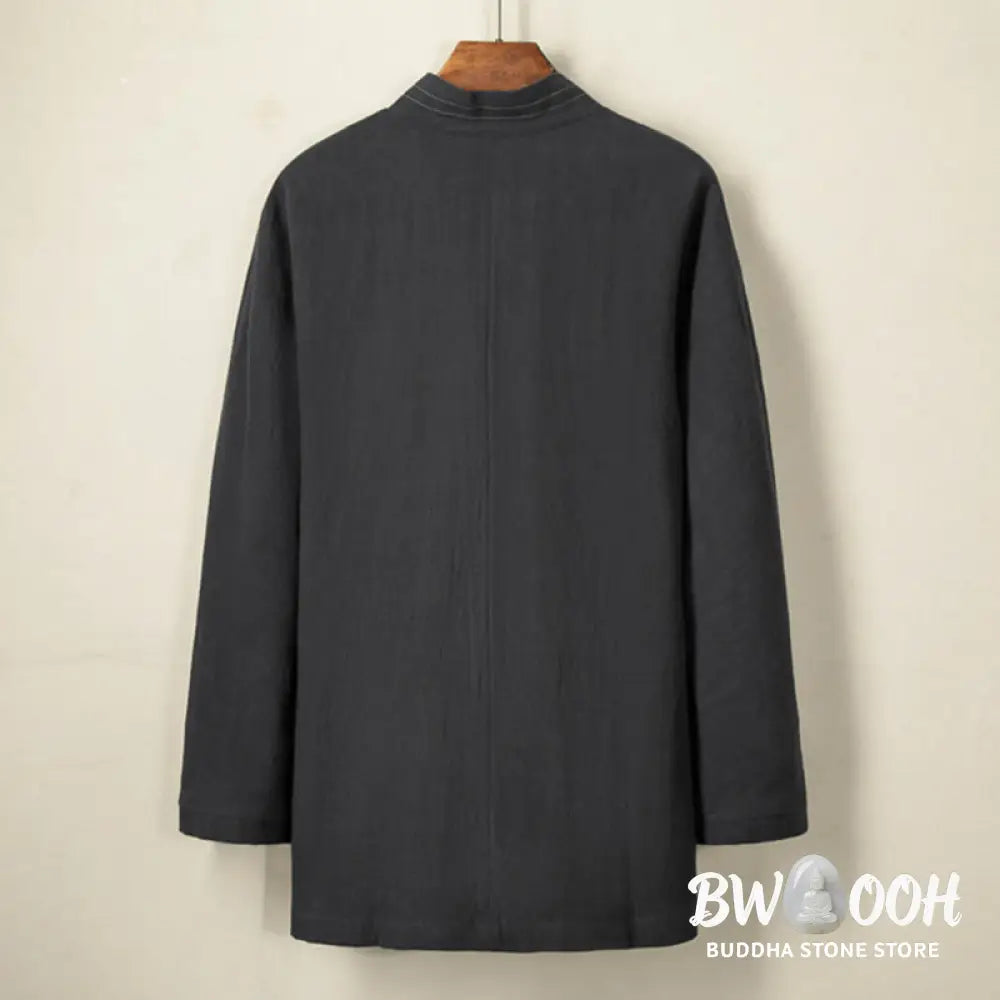 Buddha Stones Simple Fall Lace-up Cotton Linen Men Jacket Coat Zen Clothing - Men’s Jacket