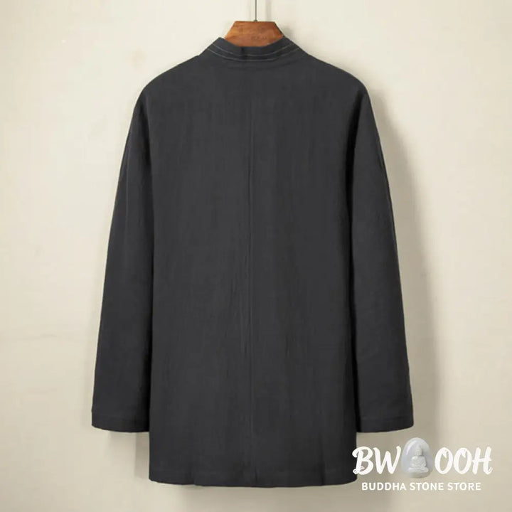 Buddha Stones Simple Fall Lace-up Cotton Linen Men Jacket Coat Zen Clothing - Men’s Jacket