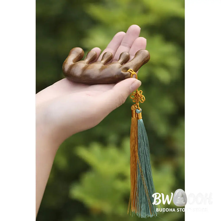 Buddha Stones Simple Green Sandalwood Soothing Tassel Massage Comb - Comb
