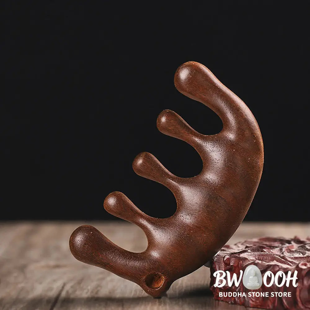 Buddha Stones Simple Green Sandalwood Soothing Tassel Massage Comb - Comb
