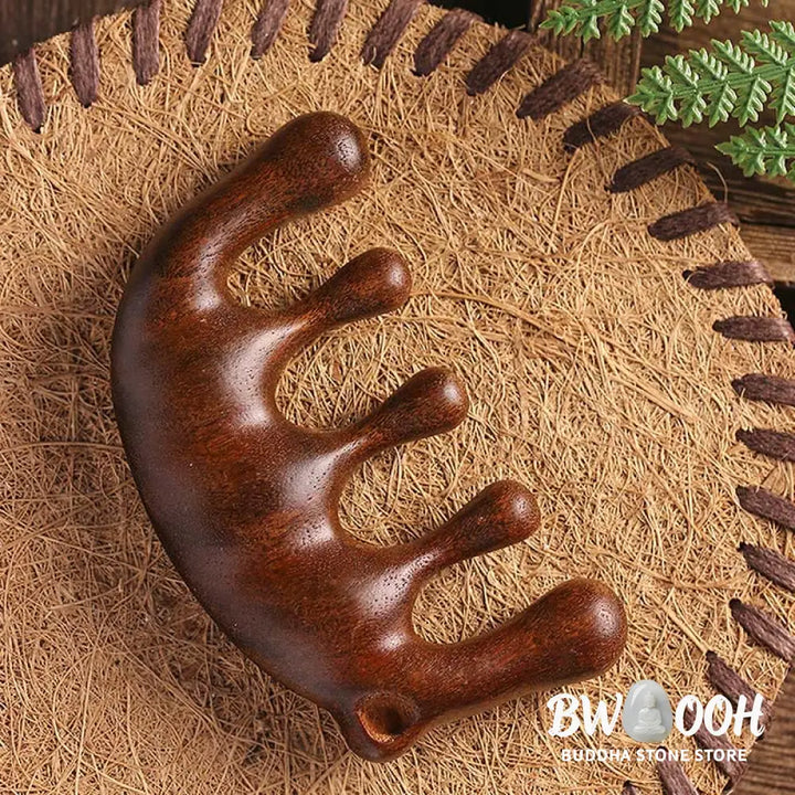 Buddha Stones Simple Green Sandalwood Soothing Tassel Massage Comb - Comb