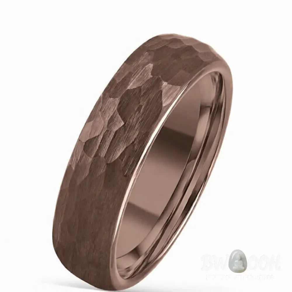 Buddha Stones Simple Hammered Texture Tungsten Steel Reliability Ring - Ring