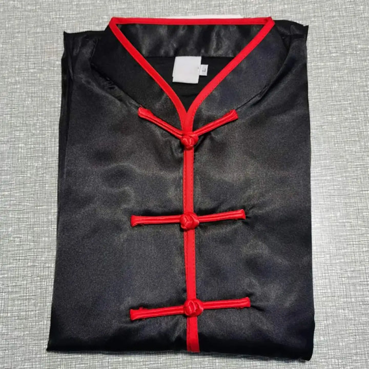 Buddha Stones Simple Pattern Meditation Prayer Spiritual Zen Tai Chi Qigong Practice Unisex Clothing Set - Black + Red