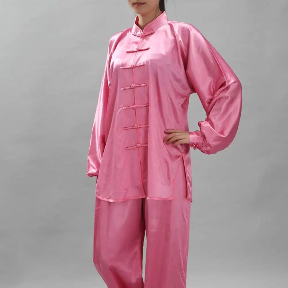 Buddha Stones Simple Pattern Meditation Prayer Spiritual Zen Tai Chi Qigong Practice Unisex Clothing Set - Pink