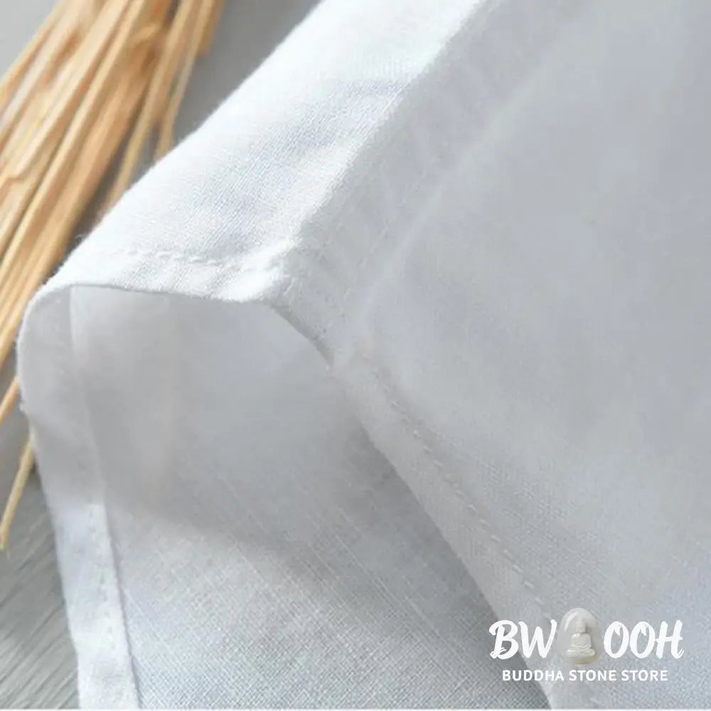 Buddha Stones Simple Style Short Sleeve Button Cotton Linen Men’s Shirt - Men’s Shirts