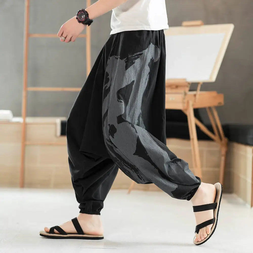 BWOOOH printed harem pants - Simple Summer Calligraphy Cotton Men&