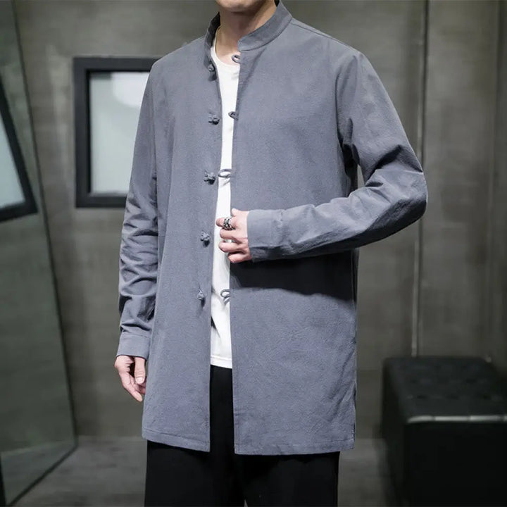BWOOOH Simple Tang Suit Plain Chinese Frog-Button Men&