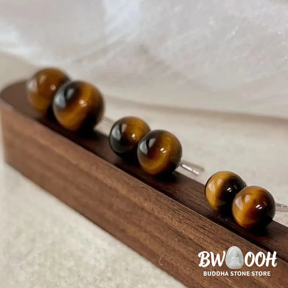 Buddha Stones Simple Tiger Eye Retro Round Protection Stud Earrings - Earrings