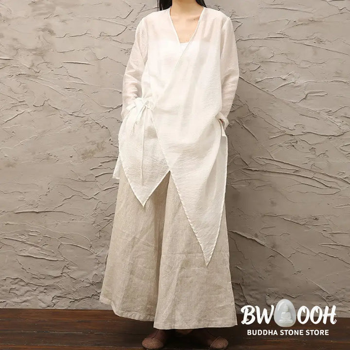 Buddha Stones Simple White Beige Pattern Meditation Spiritual Zen Practice Yoga Clothing Women’s Clothes - Clothes