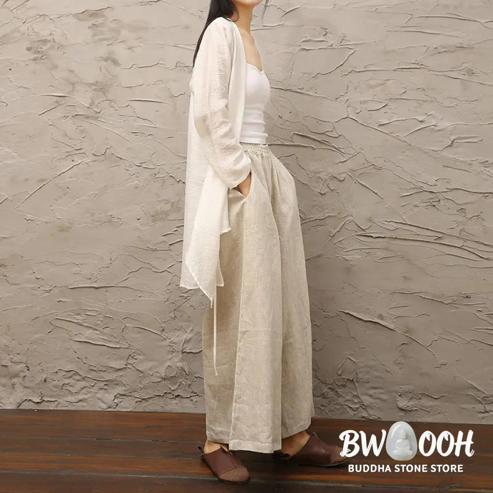 Buddha Stones Simple White Beige Pattern Meditation Spiritual Zen Practice Yoga Clothing Women’s Clothes - Clothes