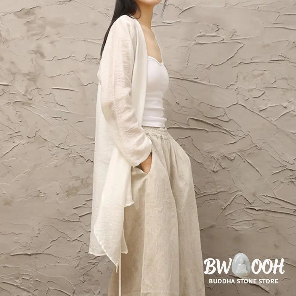 Buddha Stones Simple White Beige Pattern Meditation Spiritual Zen Practice Yoga Clothing Women’s Clothes - Clothes
