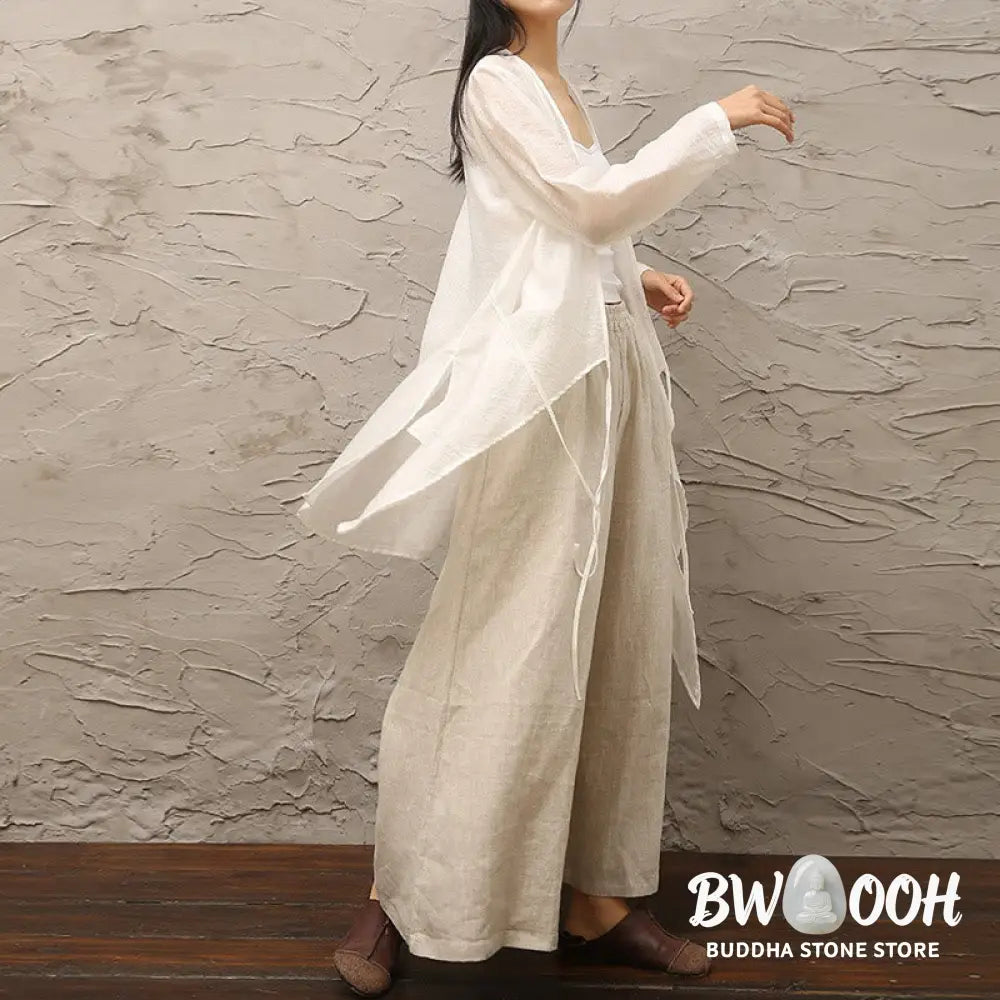 Buddha Stones Simple White Beige Pattern Meditation Spiritual Zen Practice Yoga Clothing Women’s Clothes - Clothes