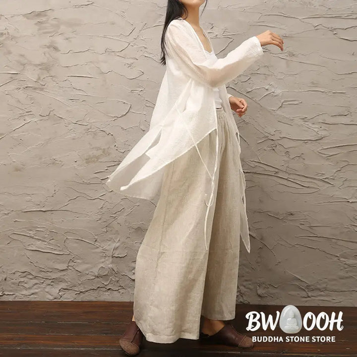 Buddha Stones Simple White Beige Pattern Meditation Spiritual Zen Practice Yoga Clothing Women’s Clothes - Clothes