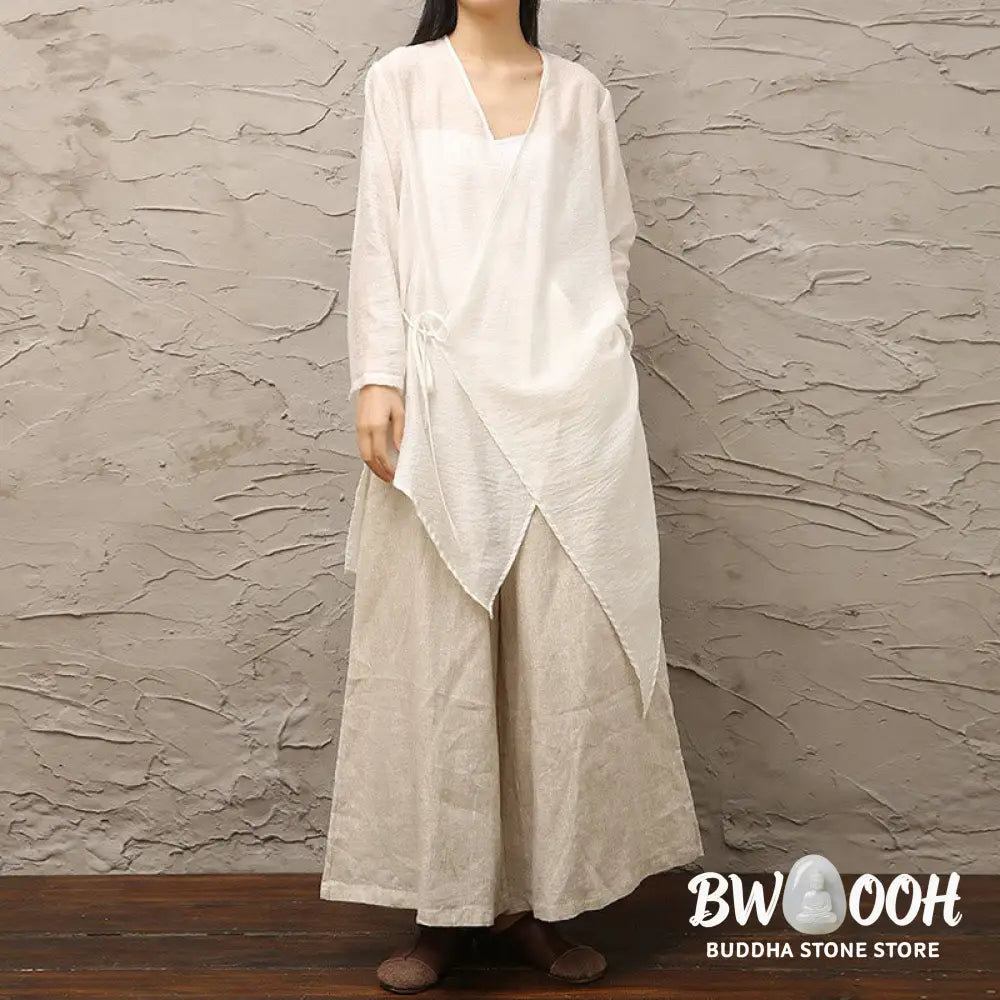 Buddha Stones Simple White Beige Pattern Meditation Spiritual Zen Practice Yoga Clothing Women’s Clothes - Clothes