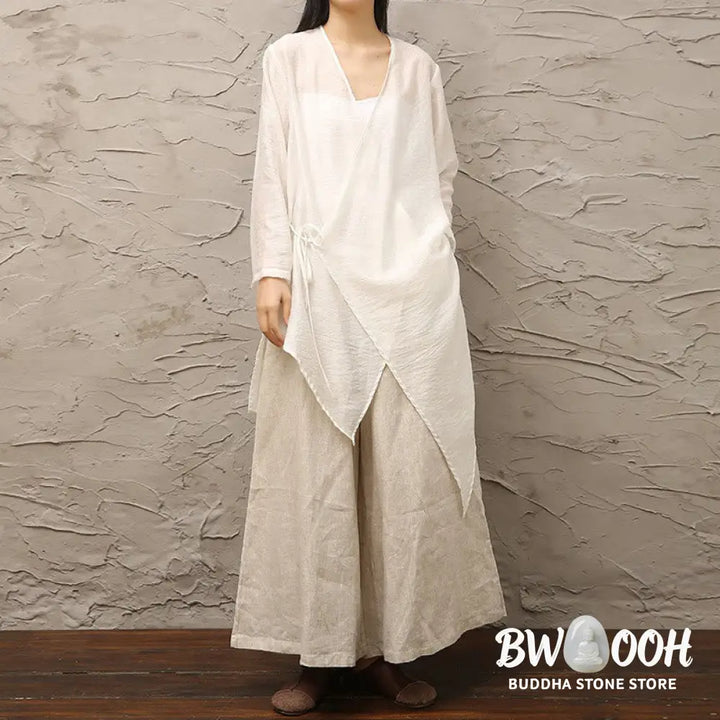 Buddha Stones Simple White Beige Pattern Meditation Spiritual Zen Practice Yoga Clothing Women’s Clothes - Clothes