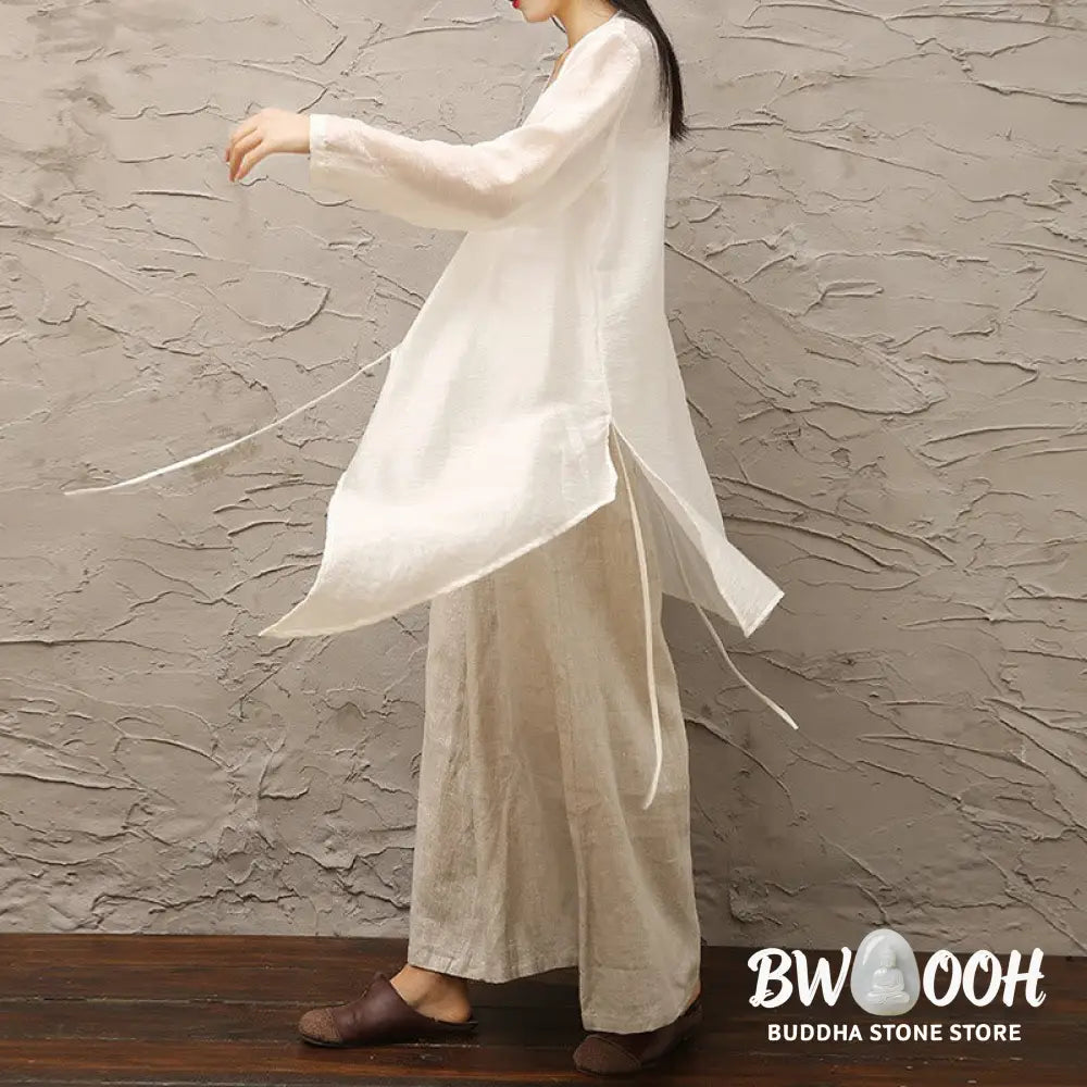 Buddha Stones Simple White Beige Pattern Meditation Spiritual Zen Practice Yoga Clothing Women’s Clothes - Clothes