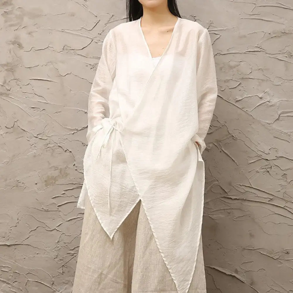 Buddha Stones Simple White Beige Pattern Meditation Spiritual Zen Practice Yoga Clothing Women’s Clothes - Only White