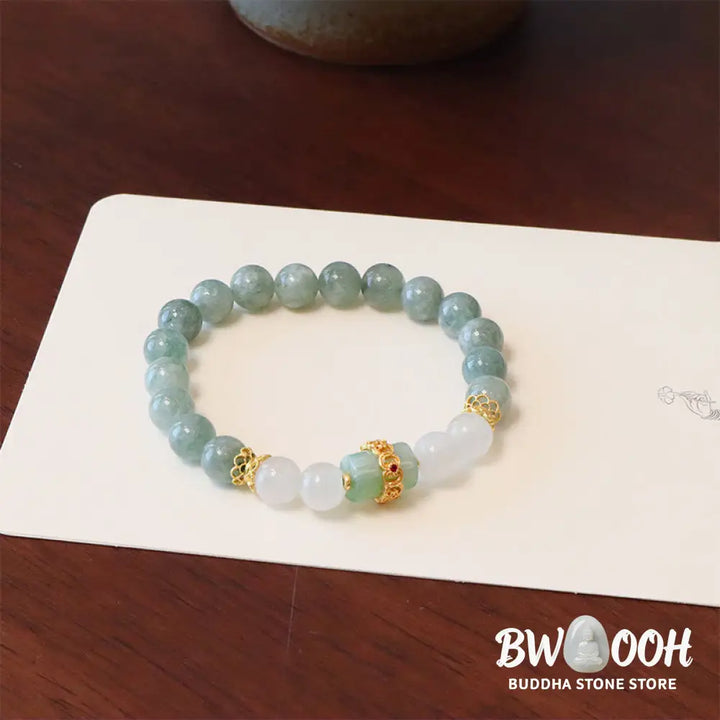 Buddha Stones Single Double Layer Jade Peace Buckle Luck Bracelet - BWOOOH - Bracelet
