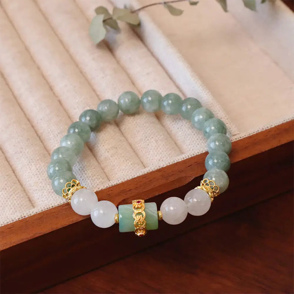 BWOOOH Single Double Layer Jade Peace Buckle Luck Bracelet - BWOOOH - Jade Single Layer Lucky Bead