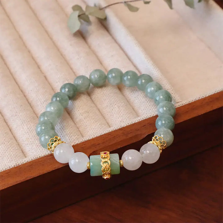BWOOOH Single Double Layer Jade Peace Buckle Luck Bracelet - BWOOOH - Jade Single Layer Lucky Bead