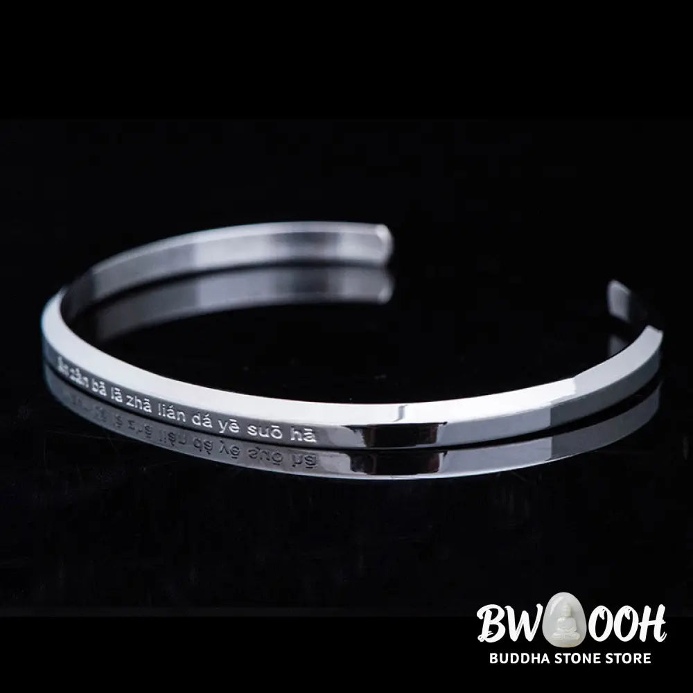 Buddha Stones Six True Words Engraving Titanium Steel Blessing Protection Bracelet - Bracelet