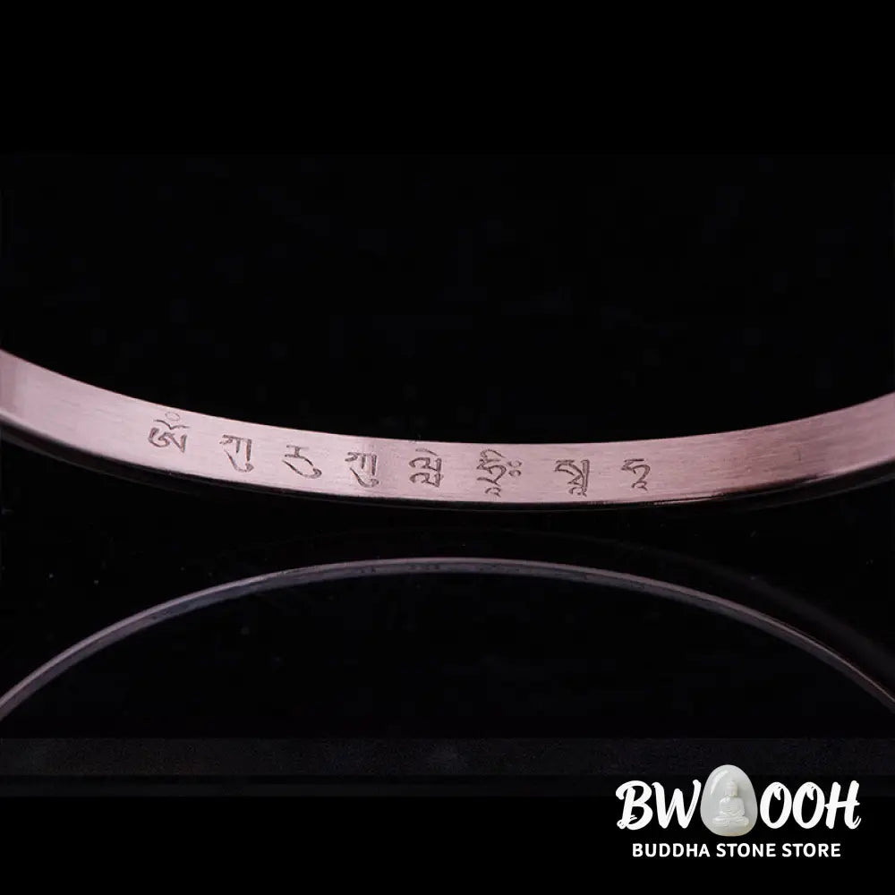 Buddha Stones Six True Words Engraving Titanium Steel Blessing Protection Bracelet - Bracelet