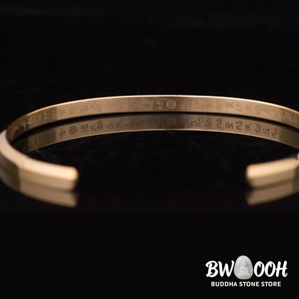 Buddha Stones Six True Words Engraving Titanium Steel Blessing Protection Bracelet - Bracelet