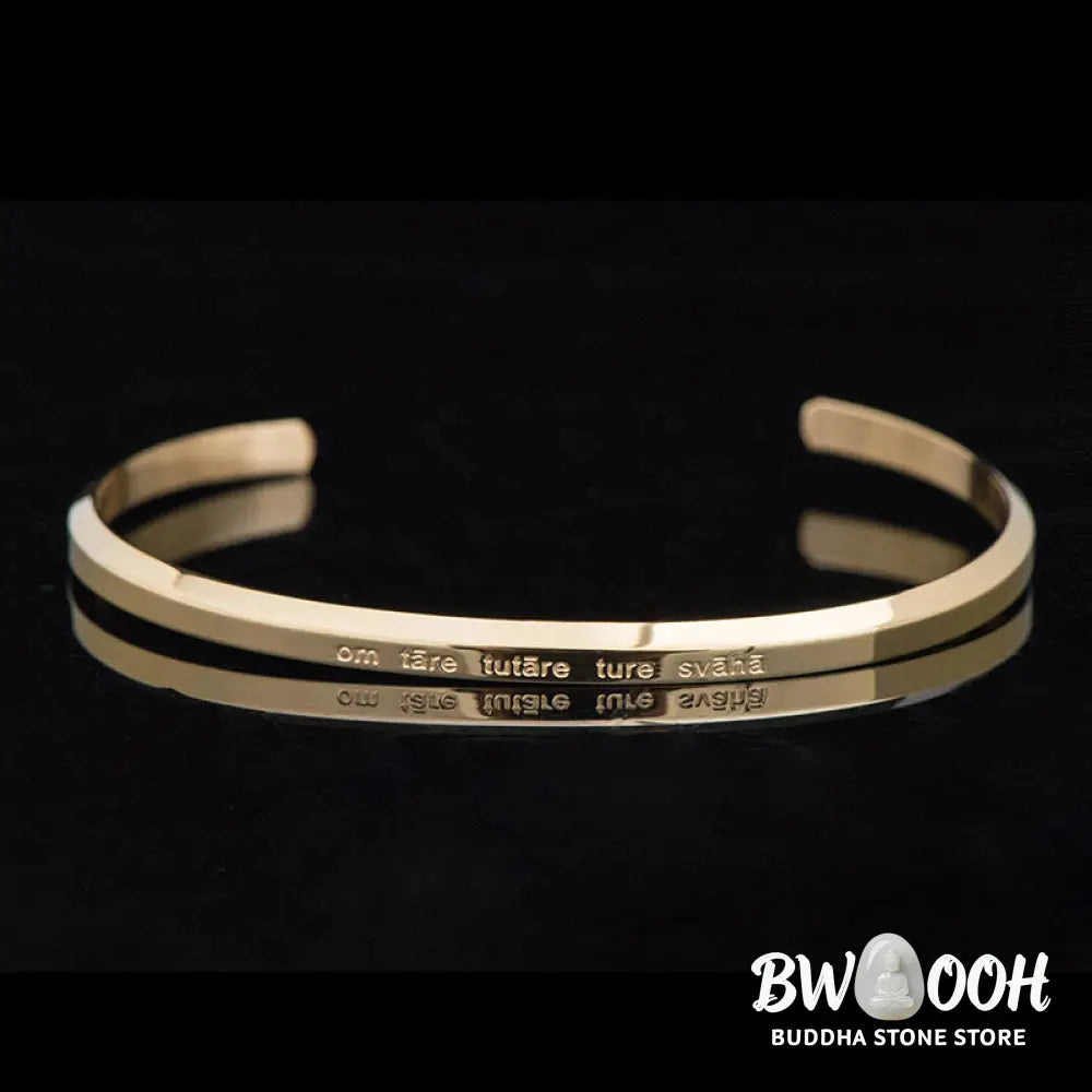 Buddha Stones Six True Words Engraving Titanium Steel Blessing Protection Bracelet - Bracelet