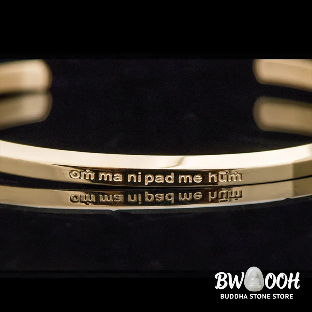 Buddha Stones Six True Words Engraving Titanium Steel Blessing Protection Bracelet - Bracelet
