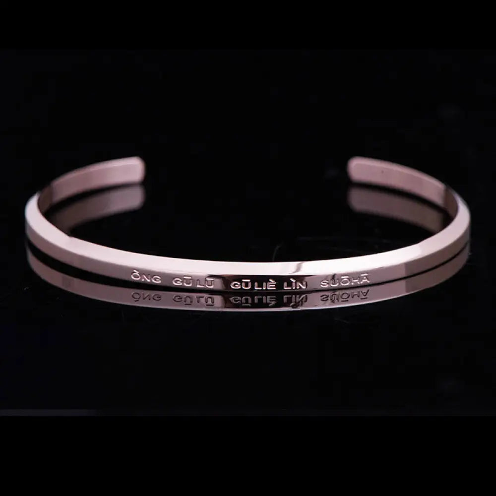 Buddha Stones Six True Words Engraving Titanium Steel Blessing Protection Bracelet - Kurukullā / Peachpuff / Large