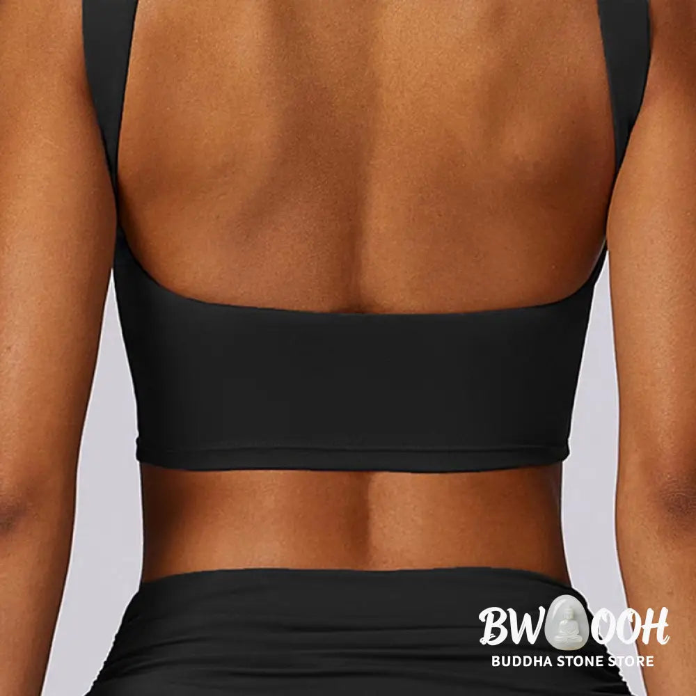 BWOOOH lotus print yoga pants - Sleeveless Backless Strap Tank Top Bra F