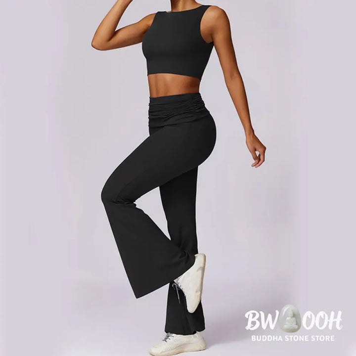 BWOOOH lotus print yoga pants - Sleeveless Backless Strap Tank Top Bra F