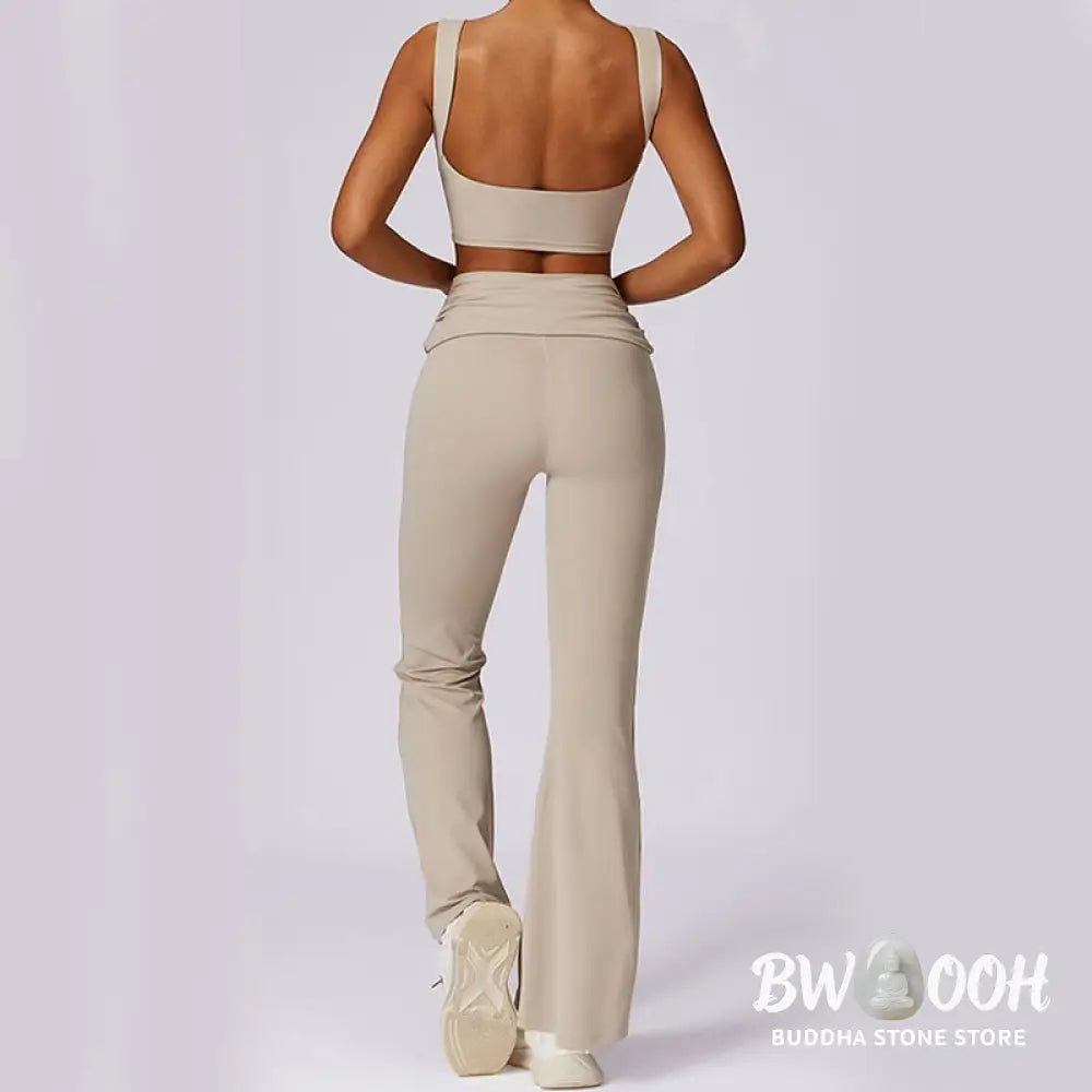 BWOOOH lotus print yoga pants - Sleeveless Backless Strap Tank Top Bra F