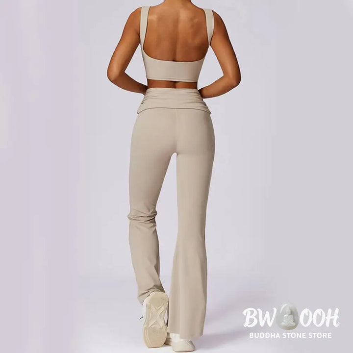 BWOOOH lotus print yoga pants - Sleeveless Backless Strap Tank Top Bra F